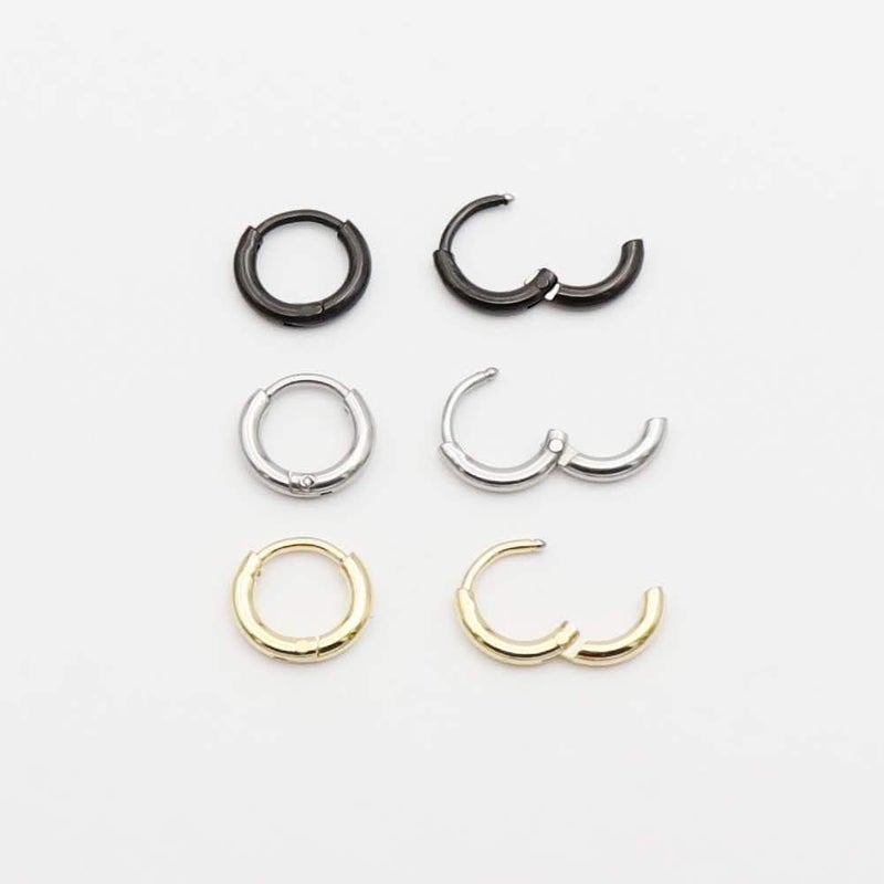 EACHLP Unisex 18K Real Gold Plating Surgical Steel Sleeper Tiny Hoop Earrings,Nose Ring Septum Ring Helix Ring Daith Ring Lip Ring Nipple Ring Snug Ring Rook Ring Body Piercing Jewelry - Image 3